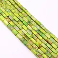 Macro shot of rectangular green emperor stone beads with natural marble texture for DIY - 4x8mm / Light Green (No.8)