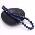Perle rotonde in pietra imperiale sintetica blu scuro con trama marmorea per DIY - 4mm / US 1