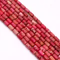DIY cylindrical imperial stone beads in rose red and white marble texture for jewelry - 6x10mm, 24g (ai-1 Strand/Pack) / Magenta Marble (No.5)