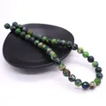 Perle rotonde in pietra imperatore blu-verde per gioielli fai-da-te con trama naturale - 4mm / US 2