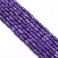 Cuentas cilíndricas de piedra natural púrpura con brillo sedoso para joyería artesanal - Mármol Púrpura (No.3)