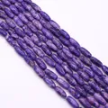 Perline ovali a tubo in pietra charoite viola con motivi naturali per gioielli DIY - 5x12mm (16g) / Viola Scuro (N. 4)