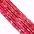 Rectangular faceted sea sediment jasper loose beads in vibrant magenta for jewelry DIY - 4x8mm / Rose Red (No. 4)