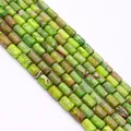 Cylindrical green and brown emperor stone spacer beads for DIY jewelry making - 6x10mm, 24g (ai-1 Strand/Pack) / Spondylus Green (No.7)