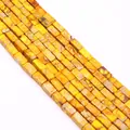 Polished yellow imperial stone tube beads for DIY jewelry making with natural texture - 4x8mm / Yellow (No. 5)