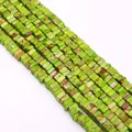 Filo di perle quadrate in pietra d'imperatore verde con trama marmorizzata per gioielli - Quadrato / Verde Erba