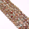 Cuentas de piedra natural en forma de estrella con texturas de tierra para joyería DIY - Estilo Moteado Marrón Rojo (No. 8)