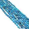 Perles gouttes plates en pierre empereur avec texture turquoise pour bijoux artisanaux - Style de Texture Minérale Cyan et Marron (N° 11)