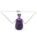 Halskette mit Parfümflaschen-Anhänger aus lila Naturstein und einer feinen Silbermetallkette - Amethyst