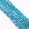 Perles de turquoise ovales bleu sarcelle avec nervures brunes pour bijoux DIY - 5x12mm (16g) / Bleu Cyan (N°8)