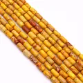 Cilindrische gele jaspis keizersteen losse kralen voor DIY sieraden maken accessoires - Helgeel/Bruin Patroon (Nr.10)