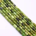 Polished green natural stone cylinder beads for jewelry making and DIY beadwork - 6x10mm, 24g (ai-1 Strand/Pack) / Aventurine Green (No.13)