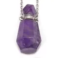 Facettierte Amethyst Parfümflasche Halskette mit Silberkette und Edelstein Anhänger - Amethyst