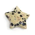 Detailweergave van een gepolijste dalmatiër jaspis steen in stervorm voor DIY sieraden - Dalmatijnse jaspis