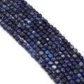 Perle quadrate in pietra imperiale blu scuro con venature naturali per gioielli DIY - 5x5mm / Trama Blu Profondo (n. 4)