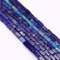 Rectangular blue emperor stone tube beads with natural vein patterns for DIY jewelry - 4x8mm