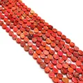 Vibrant red teardrop Imperial Jasper stone beads with natural brown mesh texture - Red Textured Style (No. 3)