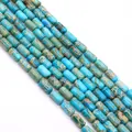 Cilindrische blauwe keizerlijke jaspis kralen met bruine aders voor DIY sieraden - Meerblauw/Bruin Marmer (Nr.15)