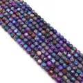 Perle tonde in pietra naturale lucida in tonalità blu e viola per gioielli fai-da-te - 5x5mm / Texture Viola Blu (N. 10)