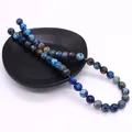 Perle rotonde in diaspro imperiale sintetico con trama marmorizzata blu per gioielli fai-da-te - US 11