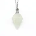 Natural light green stone hexagonal perfume bottle pendant necklace with silver chain - Citrine