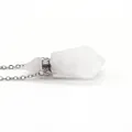 Clear quartz hexagonal crystal perfume bottle necklace with silver chain link - Crystal / White Crystal