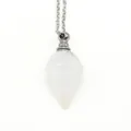 Minimalist white crystal hexagonal pendant necklace with silver chain for essential oils - White Crystal