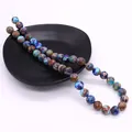 Perline rotonde in diaspro imperiale blu con trama marmorizzata per gioielli fai-da-te - US 12