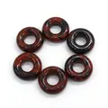 Polished red and black natural stone donut beads for DIY jewelry making - Swan Stone
