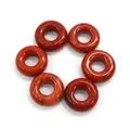 Gepolijste rode jaspis donut kralen voor DIY sieraden maken set van zes stenen - Rode Jaspis