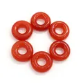 Set van 6 gepolijste rode agaat donut kralen voor het maken van DIY sieraden en hobby - Carneool