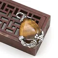 Colgante de gota en ojo de tigre con filigrana floral plateada para joyería artesanal - Ojo de tigre