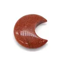 Perle en pierre de soleil en forme de croissant poli avec paillettes dorées pour bijoux - Pierre de Sable d'Or