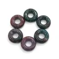Set van 6 natuursteen donut kralen in malachiet en kwarts voor DIY-sieraden maken - Indiase Agaat