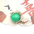 Golden dragon claw pendant featuring a green round stone bead for DIY jewelry making - Green Stone (No. 3)
