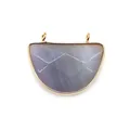 Facettierter violetter Stein-Halbkreis-Verbinder Anhänger mit vergoldeten Doppelösen - Grauer Achat / 25x31mm