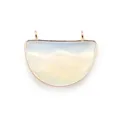 Halbkreis Anhänger mit weißem Opalstein und vergoldeten Ösen für Schmuckherstellung - Opal / 25x31mm