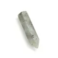 Punta di cristallo di quarzo verde chiaro lucido con inclusioni minerali nere naturali - Pietra Flash (Labradorite)