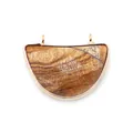 Ciondolo a semicerchio in pietra naturale con venature del legno e doppi anelli dorati - Diaspro / 25x31mm