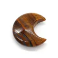 Pendentif en pierre œil de tigre poli en forme de croissant avec rayures marron doré - Œil de tigre