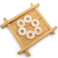 Set van 6 rozenkwarts donut kralen, gepolijste natuursteen kralen voor DIY sieraden maken - Bergkristal