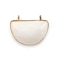 Connettore a semicerchio in cristallo bianco sfaccettato con bordo dorato e due fori - Bianco Latte (6) / 25x31mm