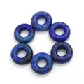 Lapis lazuli stenen donut kralen set met diepblauwe natuurlijke textuur en pyriet - Lapis lazuli