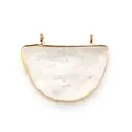 Pendente semicircolare in pietra naturale bianca placcato oro con doppio attacco - Cristallo di rocca / 25x31mm