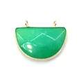 Ciondolo a semicerchio in pietra verde sfaccettata con doppi connettori dorati - Verde (N. 8) / 25x31mm