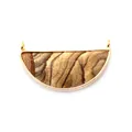 Halbkreis Anhänger mit Picture Jasper Naturstein und Goldmetall für DIY Schmuck - Jaspis