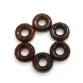 Set van 6 natuurlijke tijgeroog donut kralen in gepolijst bruin voor DIY sieraden - Tijgeroog
