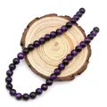 Filo di perle di vetro occhio di tigre viola con effetto cat-eye su legno - 8mm / Occhio di Tigre Viola (No.3)