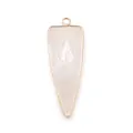 Detailed macro view of the triangular rose quartz pendant with a polished gold plating edge - White Crystal