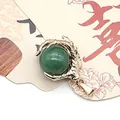 Golden dragon claw pendant with 10mm round green natural stone bead for DIY jewelry - Green Aventurine